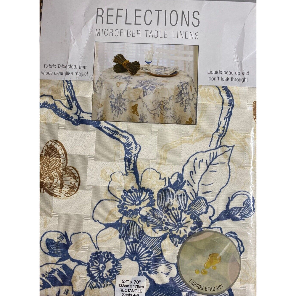 Vintage Reflections Microfiber Tablecloth 52 X 70 Rectangle Cherry Blossoms NEW